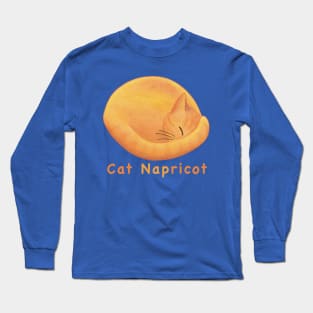 Sweet Apricot Cat Cartoon – Cat Napricot Pun Long Sleeve T-Shirt